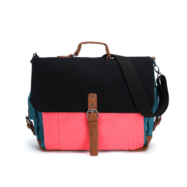 Wholesale Tri-Color Canvas Messenger Bag